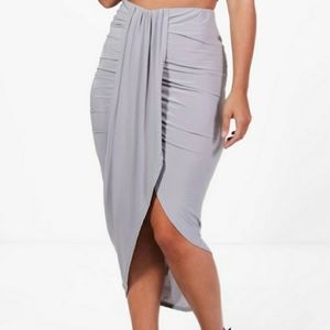 COPY - Ruched Wrap Front Maxi Skirt